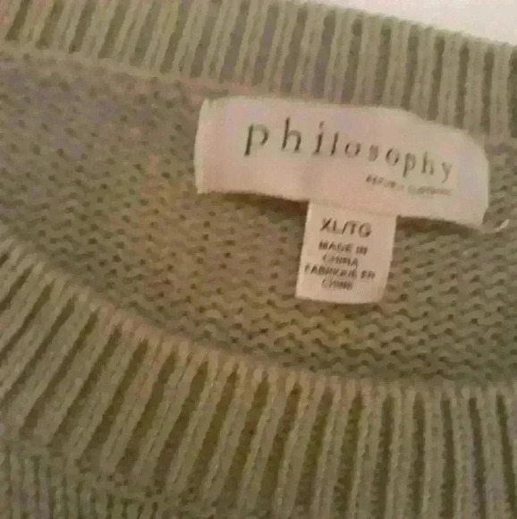 Philosophy Khaki knit scoop standard fit neck cotton long sleeve sweater  XL - Picture 3 of 5
